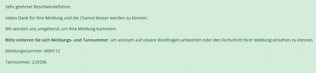 Meldungsbestätigung